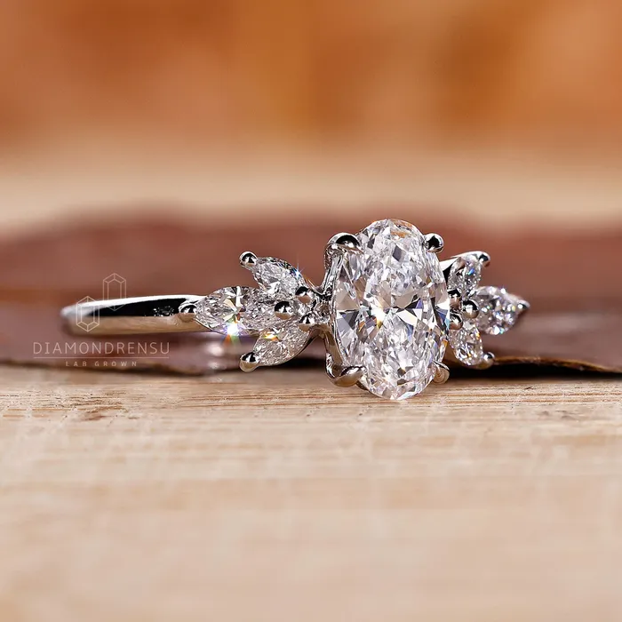 070 to 20 CT Oval Cut Muse Setting Lab Grown Diamond Engagement Ring Diamondrensu Rings