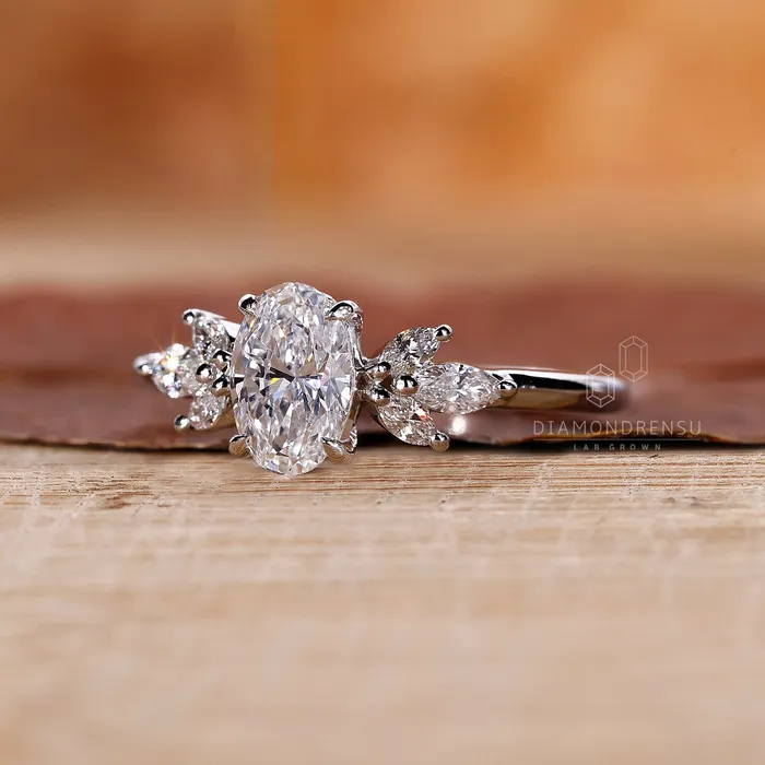 070 to 20 CT Oval Cut Muse Setting Lab Grown Diamond Engagement Ring Diamondrensu Rings