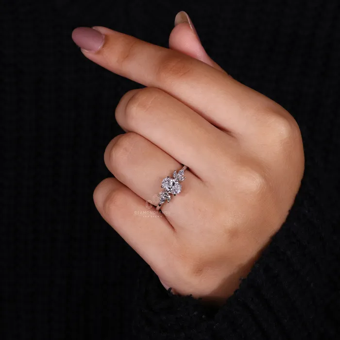 070 to 20 CT Oval Cut Muse Setting Lab Grown Diamond Engagement Ring Diamondrensu Rings