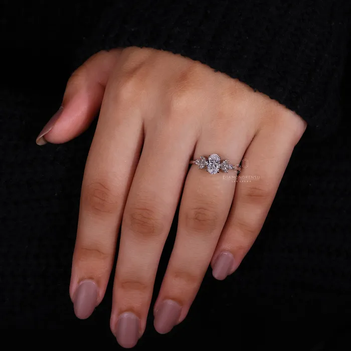 070 to 20 CT Oval Cut Muse Setting Lab Grown Diamond Engagement Ring Diamondrensu Rings