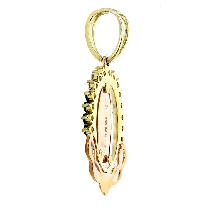 14K Gold Tricolor 45x21mm Virgin Mary Ruby Emerald White Pendant DecadenceJewelry Necklaces 14K Gold Tricolor 45x21mm Virgin Mary Ruby Emerald White Pendant DecadenceJewelry Necklaces