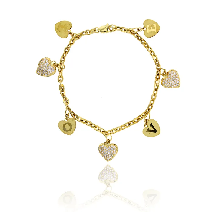 14K Yellow Gold LOVE Heart Charm 725 Bracelet with Cubic Zirconia DecadenceJewelry Bracelets 14K Yellow Gold LOVE Heart Charm 725 Bracelet with Cubic Zirconia DecadenceJewelry Bracelets