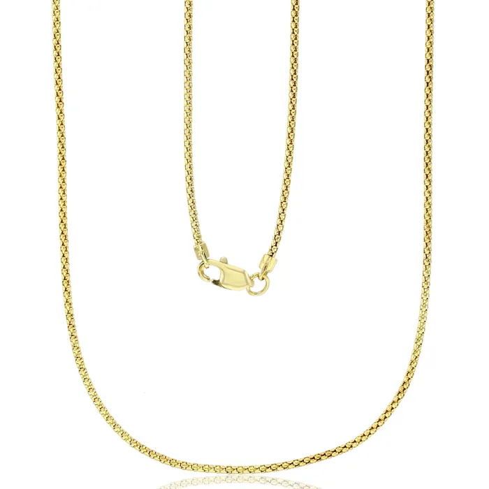 14K Yellow or White Gold Solid 130mm Popcorn Chain with Lobster Claw Clasp Italian Gold Necklaces Gold Popcorn Necklaces for Men and Women DecadenceJewelry PreStyled Sets