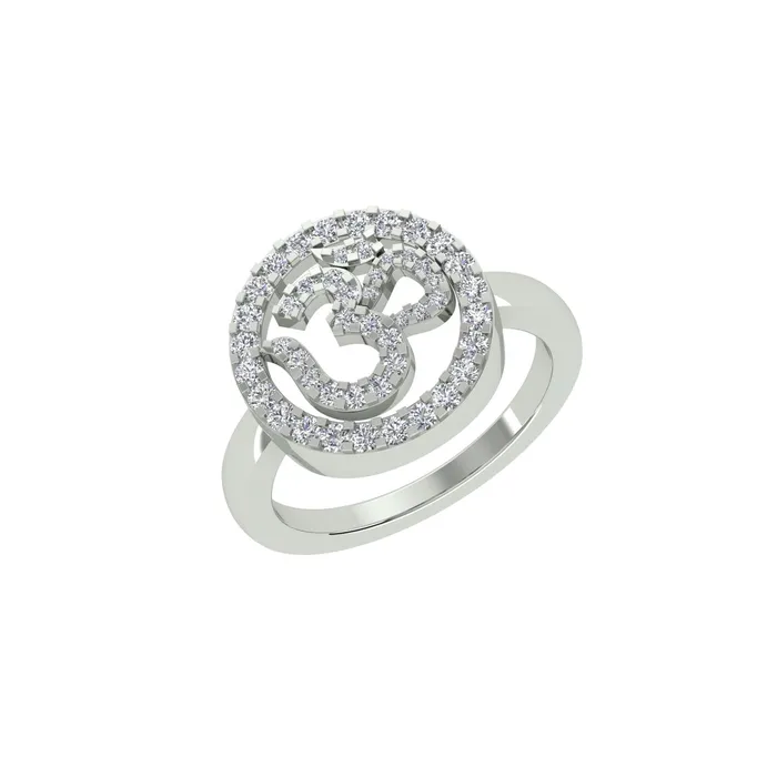 18k White Gold and Round Brilliant Cut Diamond Om Ring in size 55 and total gold weight of 367g Gold Palace Rings 18k White Gold and Round Brilliant Cut Diamond Om Ring in size 55 and total gold weight of 367g Gold Palace Rings