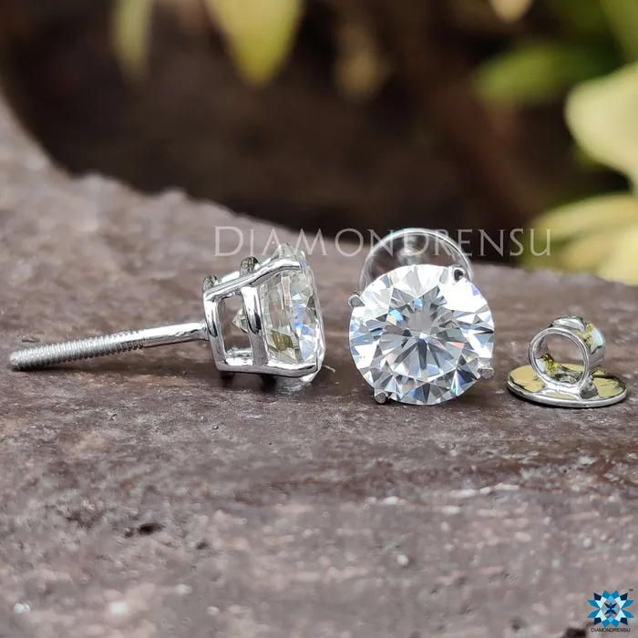 240 TW Round Brilliant Cut Classic Moissanite Stud Earrings Diamondrensu Earrings 240 TW Round Brilliant Cut Classic Moissanite Stud Earrings Diamondrensu Earrings