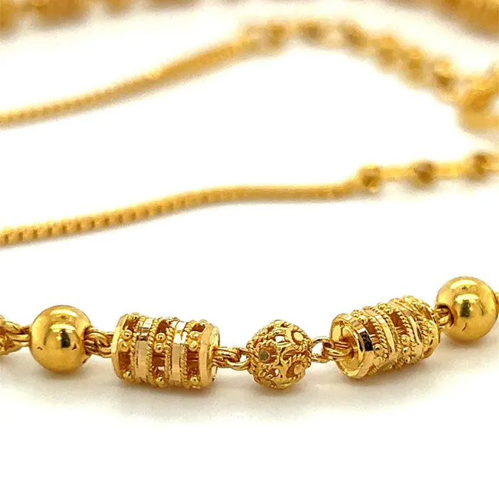 22K Gold 18 Inch Ornate Calcutta Mala Necklace Gold Palace Necklaces