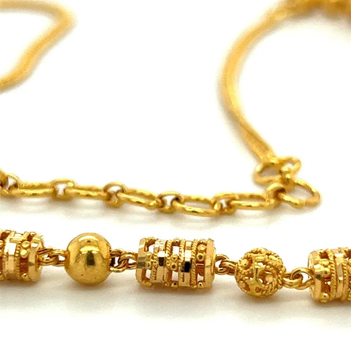 22K Gold 18 Inch Ornate Calcutta Mala Necklace Gold Palace Necklaces