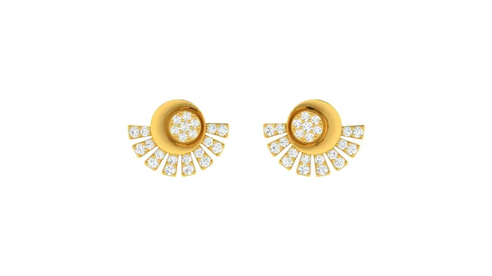 22k Yellow Cubic Zirconia Studs Fancy Earrings with gold weight of 3gm Gold Palace Earrings
