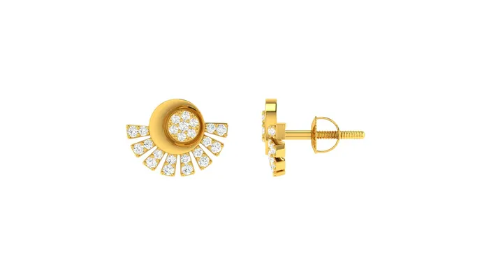 22k Yellow Cubic Zirconia Studs Fancy Earrings with gold weight of 3gm Gold Palace Earrings