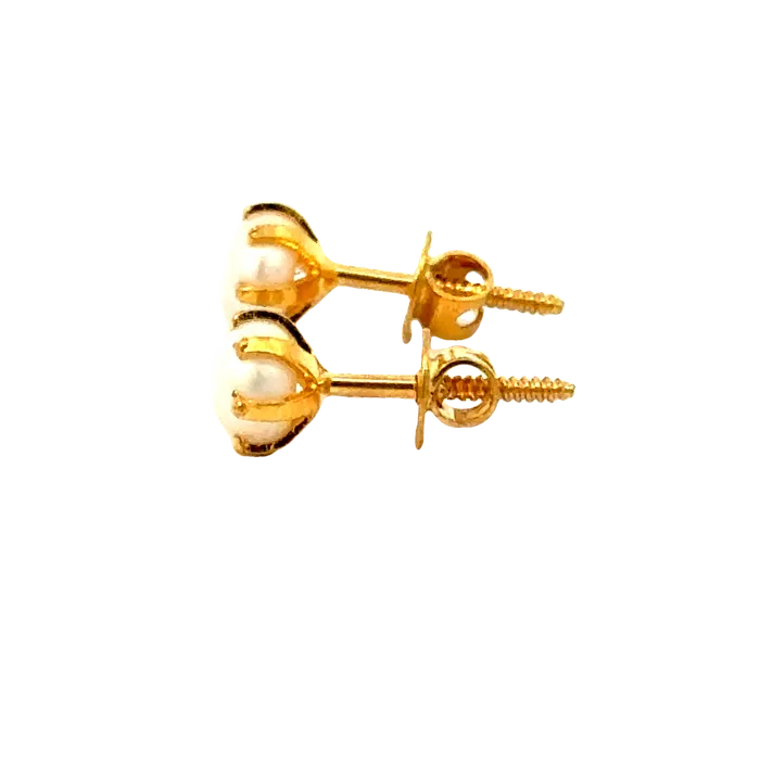22k Yellow Gold Pearl Stud Earrings with Pearl with gold weight of 0929g Gold Palace Earrings