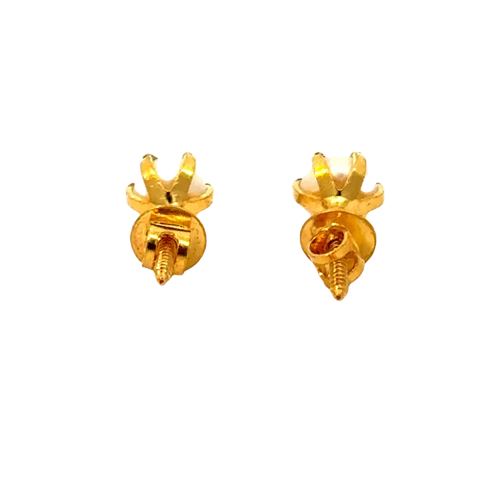 22k Yellow Gold Pearl Stud Earrings with Pearl with gold weight of 0929g Gold Palace Earrings