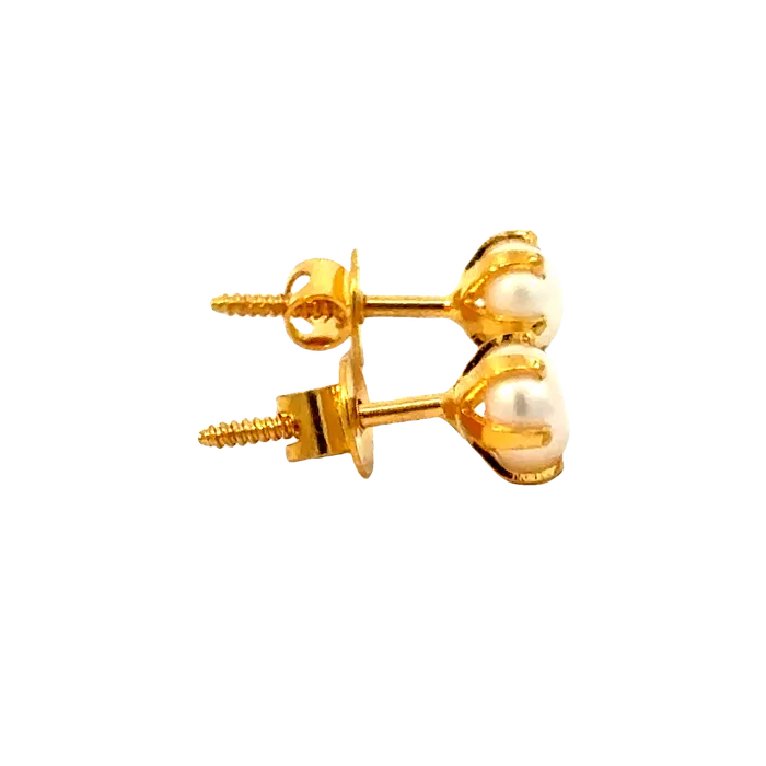 22k Yellow Gold Pearl Stud Earrings with Pearl with gold weight of 0929g Gold Palace Earrings