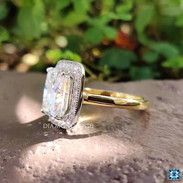 506 TCW Radiant Cut Cathedral Set Halo Moissanite Engagement Ring Diamondrensu Rings 506 TCW Radiant Cut Cathedral Set Halo Moissanite Engagement Ring Diamondrensu Rings
