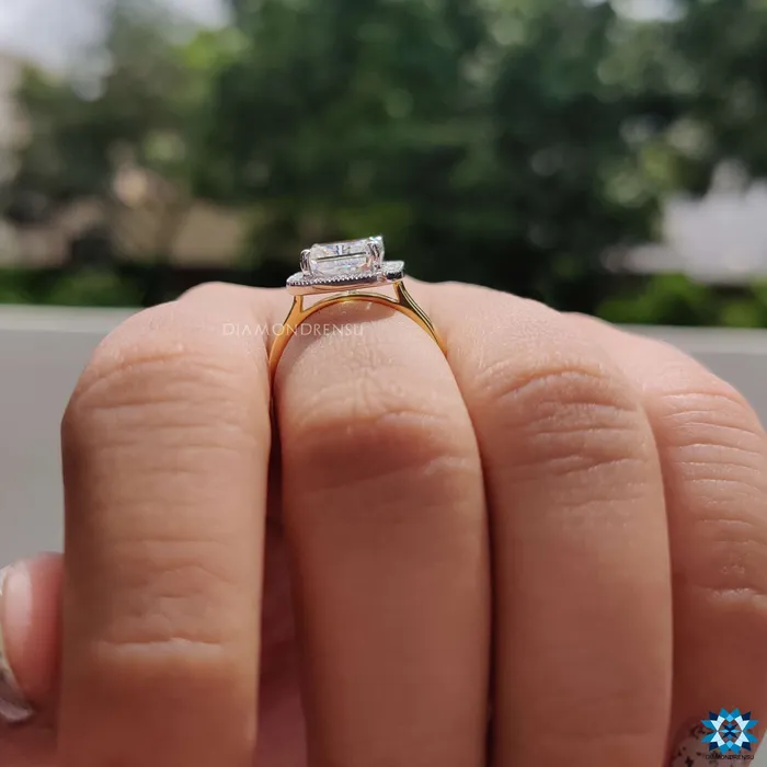 506 TCW Radiant Cut Cathedral Set Halo Moissanite Engagement Ring Diamondrensu Rings 506 TCW Radiant Cut Cathedral Set Halo Moissanite Engagement Ring Diamondrensu Rings