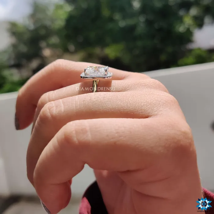 506 TCW Radiant Cut Cathedral Set Halo Moissanite Engagement Ring Diamondrensu Rings 506 TCW Radiant Cut Cathedral Set Halo Moissanite Engagement Ring Diamondrensu Rings