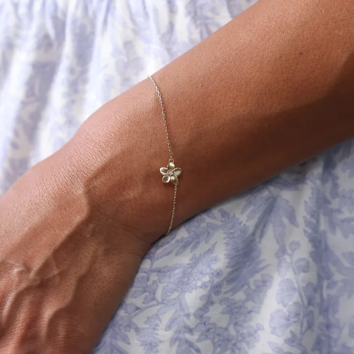 Adjustable 775 Plumeria Bracelet in Gold with Diamond 9mm Maui Divers Jewelry Bracelets
