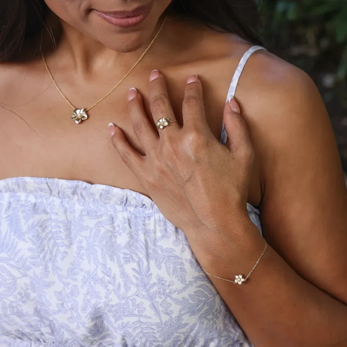 Adjustable 775 Plumeria Bracelet in Gold with Diamond 9mm Maui Divers Jewelry Bracelets