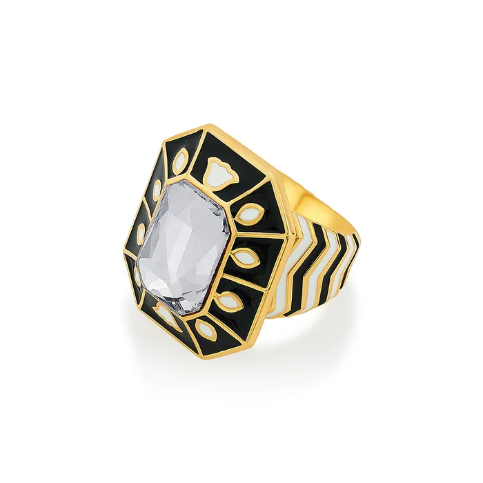 Blaze Chevron Crystal Ring Isharya Modern Indian Jewelry Rings
