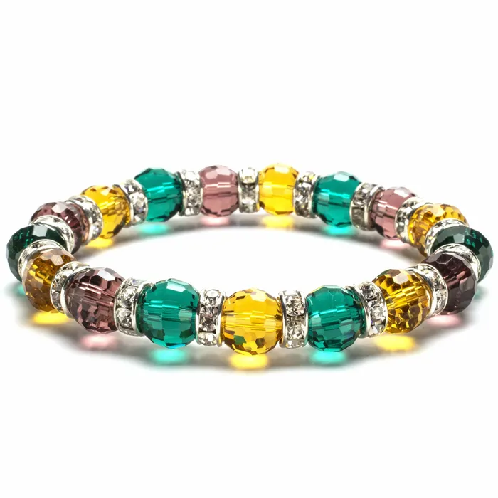Bracelets Alexander Kalifano Multicolored Gorgeous Glass Bracelet with Cubic Zirconia Crystals