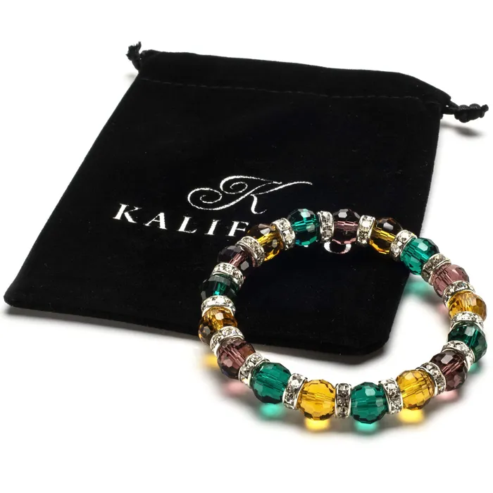 Bracelets Alexander Kalifano Multicolored Gorgeous Glass Bracelet with Cubic Zirconia Crystals