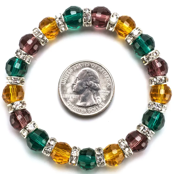 Bracelets Alexander Kalifano Multicolored Gorgeous Glass Bracelet with Cubic Zirconia Crystals