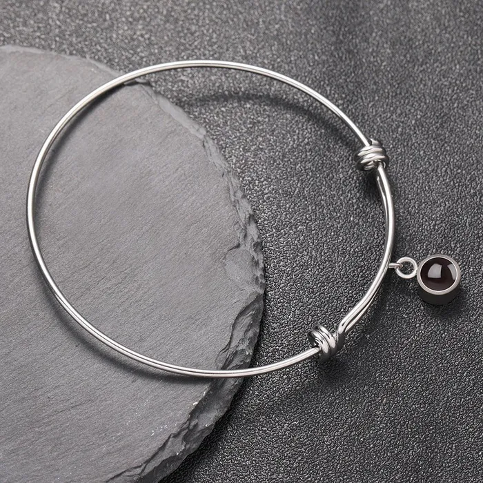 Bracelets Custom Hidden Photo Projection Adjustable Bangle Round Zircon Bracelet Hidden Forever