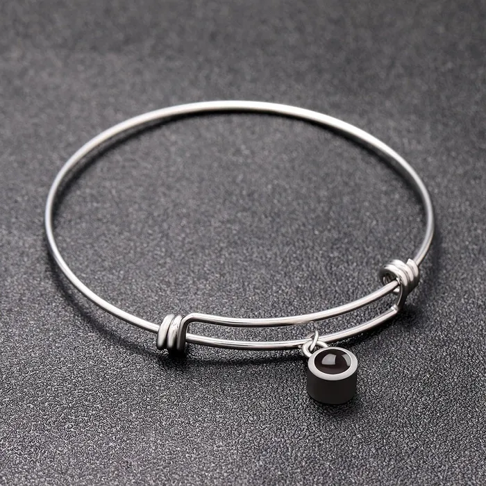 Bracelets Custom Hidden Photo Projection Adjustable Bangle Round Zircon Bracelet Hidden Forever