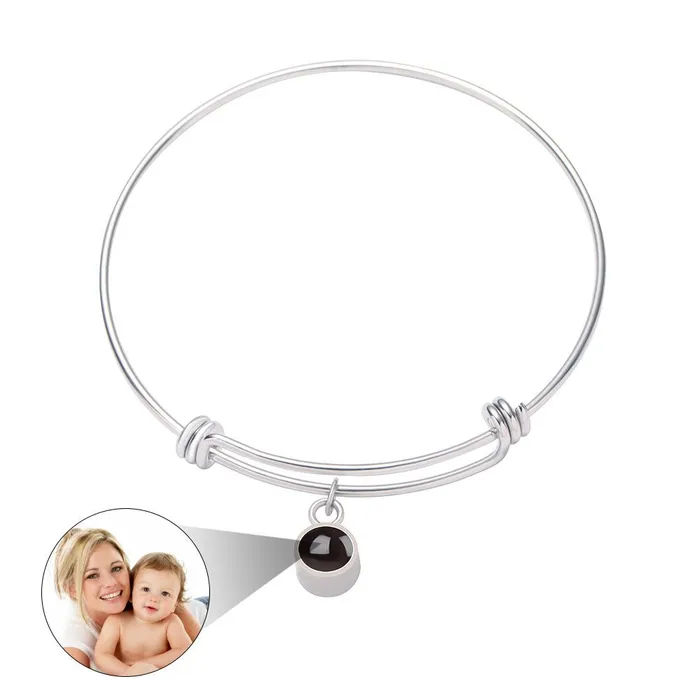 Bracelets Custom Hidden Photo Projection Adjustable Bangle Round Zircon Bracelet Hidden Forever