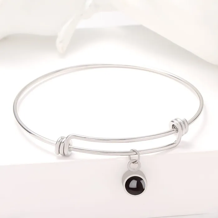 Bracelets Custom Hidden Photo Projection Adjustable Bangle Round Zircon Bracelet Hidden Forever