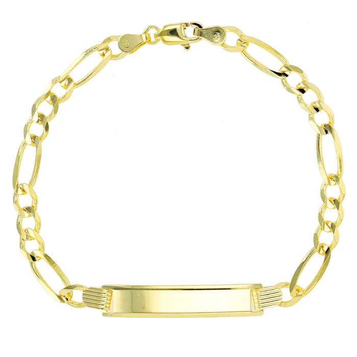 Bracelets DecadenceJewelry 14K Yellow Gold Figaro 120 7 ID Bracelet