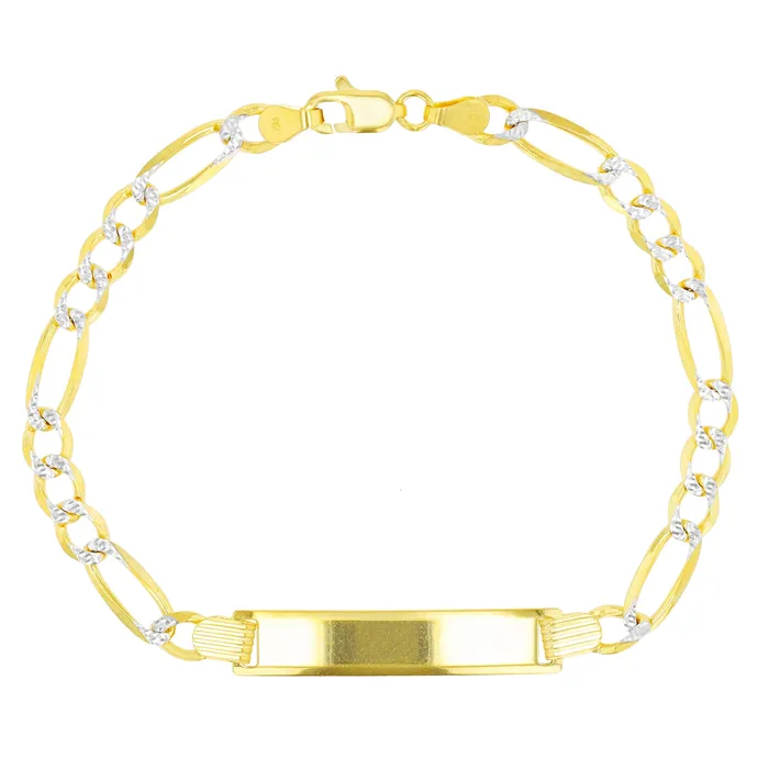 Bracelets DecadenceJewelry 14K Yellow Gold Figaro 120 7 ID Bracelet