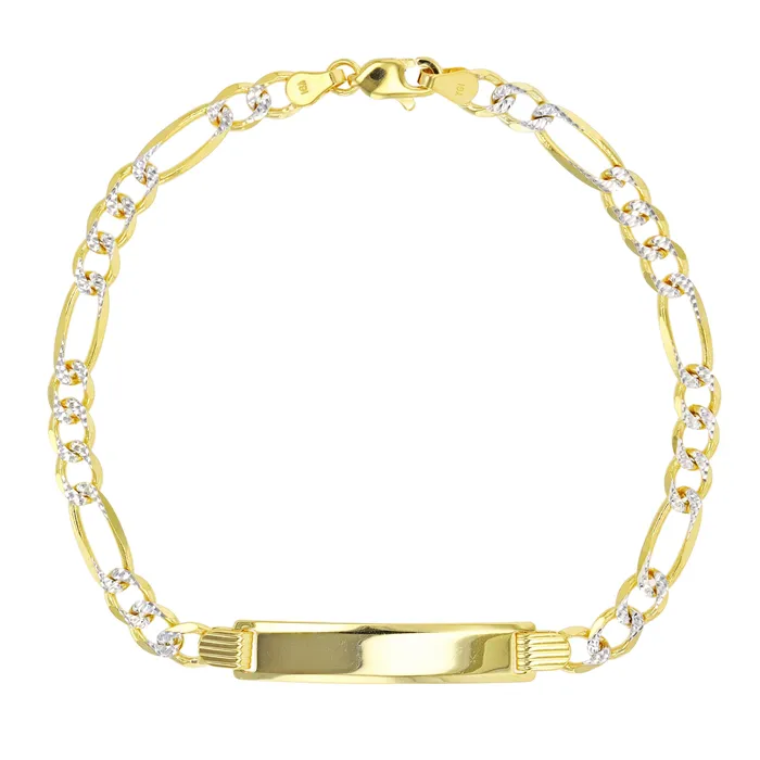 Bracelets DecadenceJewelry 14K Yellow Gold Figaro 120 7 ID Bracelet