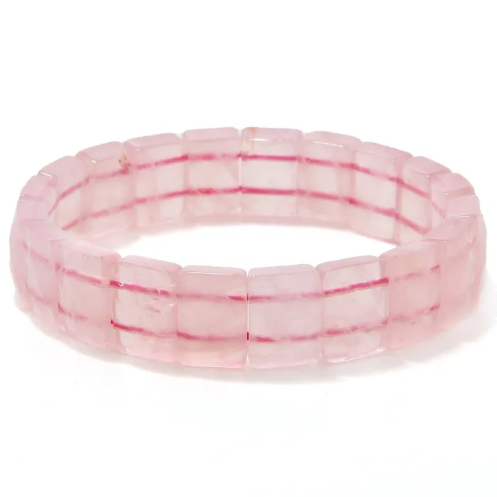 Bracelets Kalifano Rose Quartz 15mm Gemstone Bead Elastic Bracelet