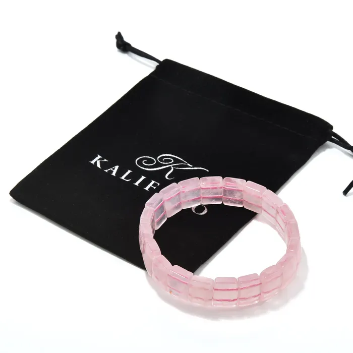 Bracelets Kalifano Rose Quartz 15mm Gemstone Bead Elastic Bracelet