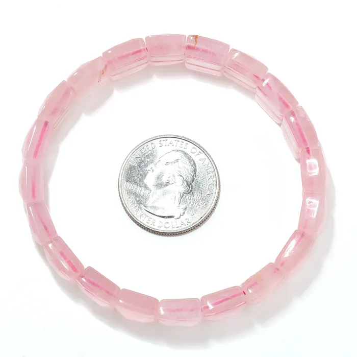 Bracelets Kalifano Rose Quartz 15mm Gemstone Bead Elastic Bracelet