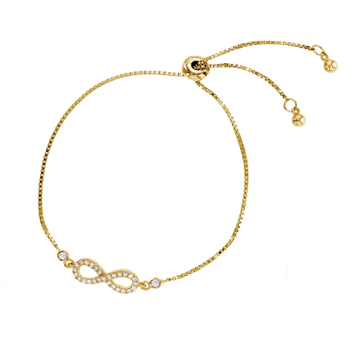 Bracelets Silver Sterling Silver Round CZ Infinity Adjustable Bracelet