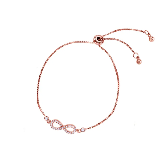 Bracelets Silver Sterling Silver Round CZ Infinity Adjustable Bracelet