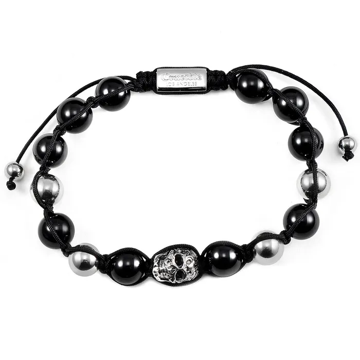 Crucible Polished Skull and Polished Black Onyx Nylon Cord Bracelet Invicta Jewelry Bracelets