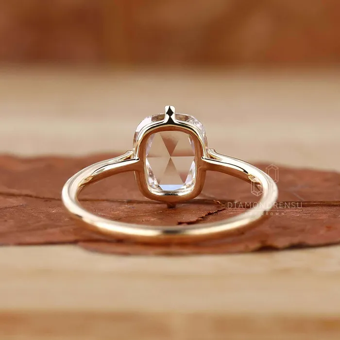 Cushion Rose Cut Lab Grown Diamond Solitaire Engagement Ring Diamondrensu Rings Cushion Rose Cut Lab Grown Diamond Solitaire Engagement Ring Diamondrensu Rings