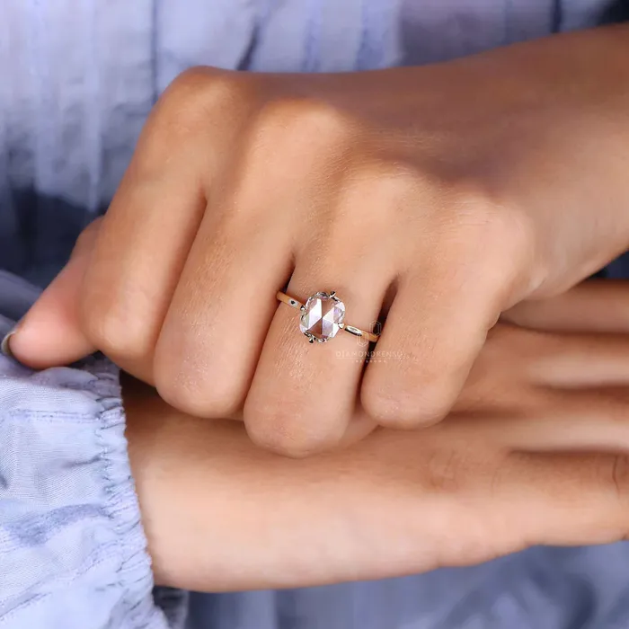 Cushion Rose Cut Lab Grown Diamond Solitaire Engagement Ring Diamondrensu Rings Cushion Rose Cut Lab Grown Diamond Solitaire Engagement Ring Diamondrensu Rings