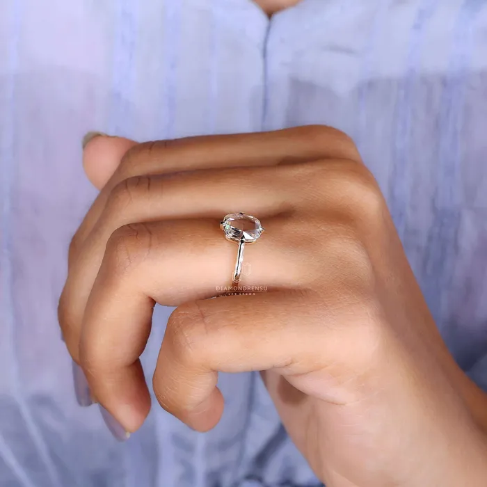 Cushion Rose Cut Lab Grown Diamond Solitaire Engagement Ring Diamondrensu Rings Cushion Rose Cut Lab Grown Diamond Solitaire Engagement Ring Diamondrensu Rings