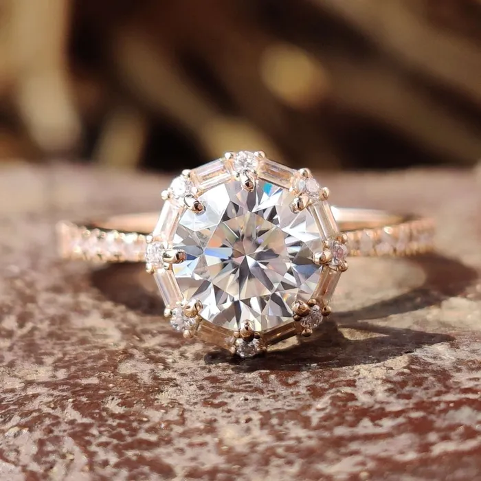 Dazzling 173 TW Round Cut Pave Wrap Unique Halo Engagement Ring Diamondrensu Rings Dazzling 173 TW Round Cut Pave Wrap Unique Halo Engagement Ring Diamondrensu Rings