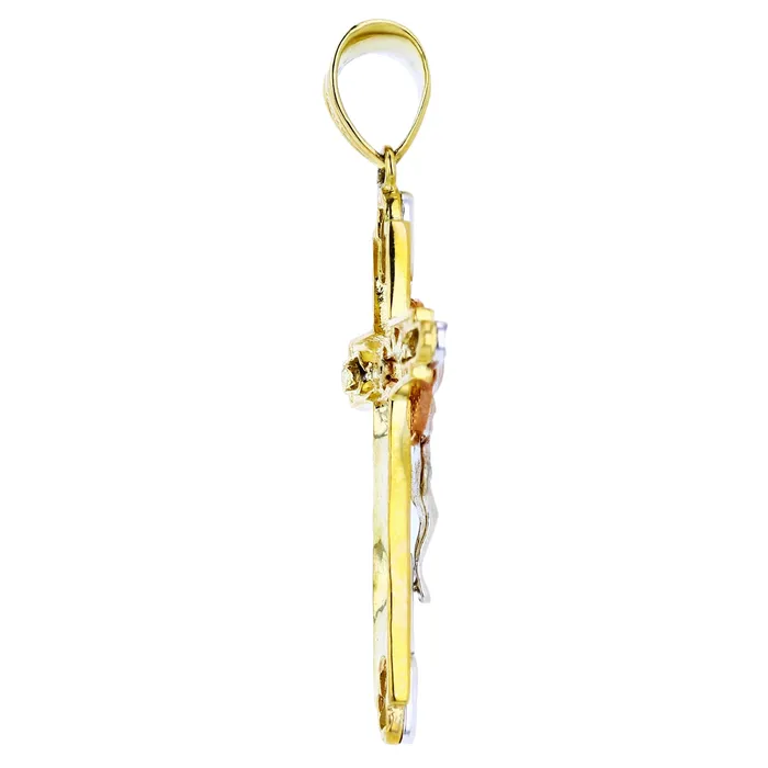 DecadenceJewelry Necklaces 14K Gold Tricolor 60x30mm Cross Pendant