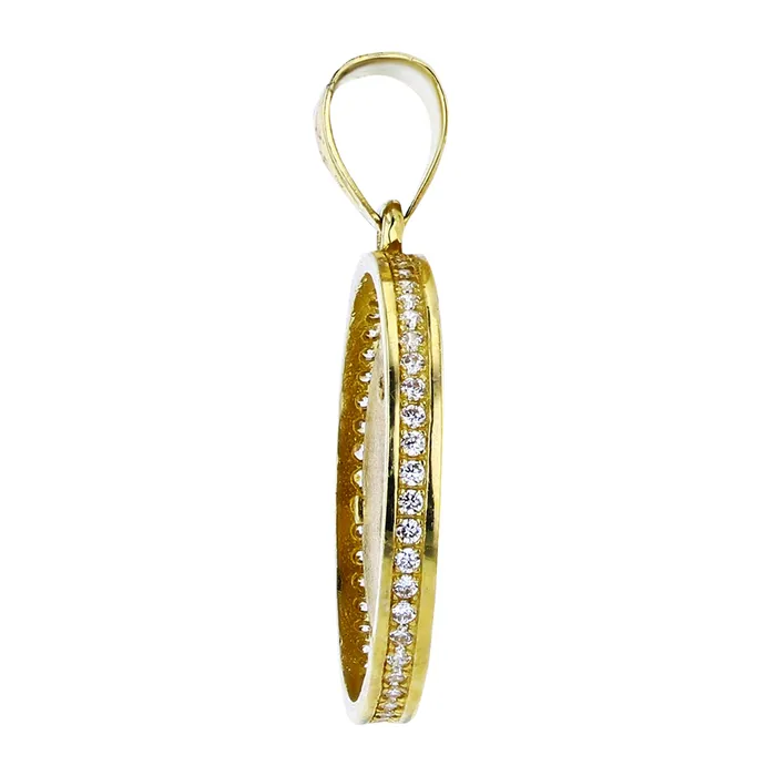 DecadenceJewelry Rings 14K TwoTone Gold 30x21mm Micropave Lion Head Circle Pendant DecadenceJewelry Rings 14K TwoTone Gold 30x21mm Micropave Lion Head Circle Pendant