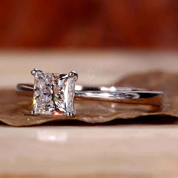 Diamondrensu 10 CT Princess Cut Lab Grown Diamond Solitaire Engagement Ring Rings Diamondrensu 10 CT Princess Cut Lab Grown Diamond Solitaire Engagement Ring Rings