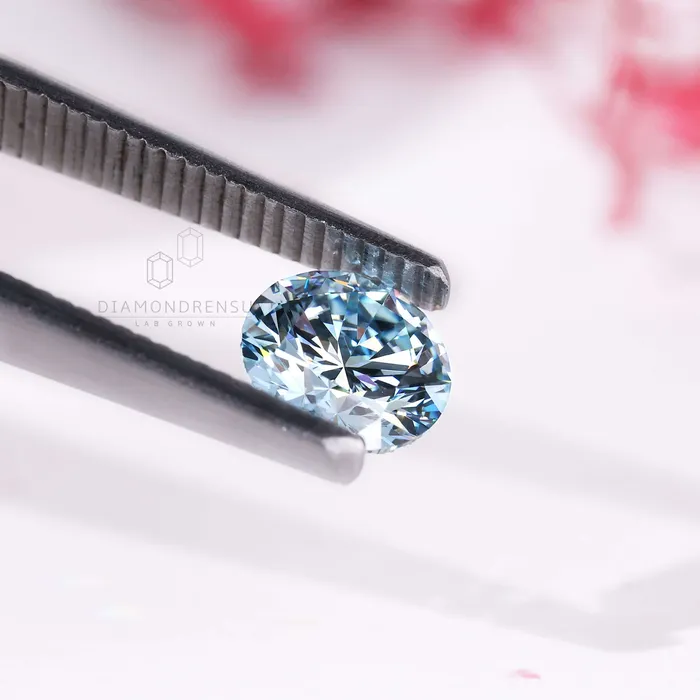 Diamondrensu 10 CT Round Fancy Blue Lab Grown Diamond Loose Diamond for Engagement Ring Rings