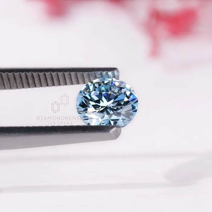 Diamondrensu 10 CT Round Fancy Blue Lab Grown Diamond Loose Diamond for Engagement Ring Rings