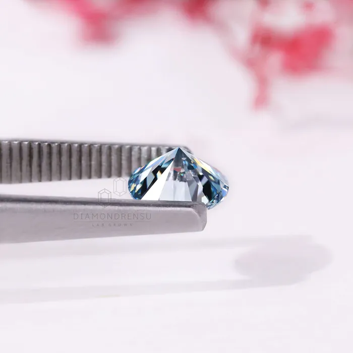 Diamondrensu 10 CT Round Fancy Blue Lab Grown Diamond Loose Diamond for Engagement Ring Rings