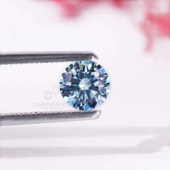 Diamondrensu 10 CT Round Fancy Blue Lab Grown Diamond Loose Diamond for Engagement Ring Rings