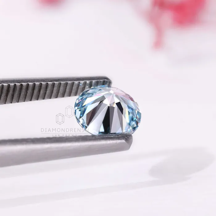 Diamondrensu 10 CT Round Fancy Blue Lab Grown Diamond Loose Diamond for Engagement Ring Rings